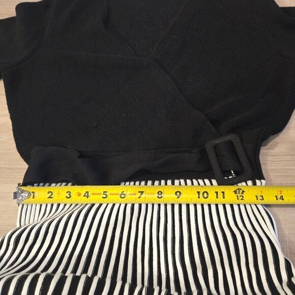 Robbie Bee Women's Two-Tone Belted Sweater Dress Sz Large - Picture 13 of 13